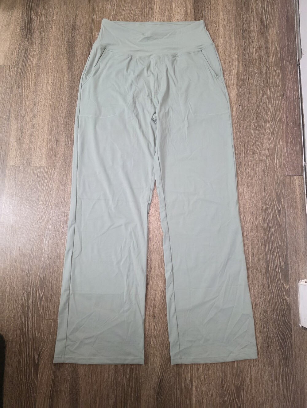 Wide Leg High Waist Lounge Pants in Grey Green Size L
